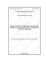 Tóm tắt Luận văn Thạc sĩ Quản lý đô thị và công trình: Đề xuất giải pháp nâng cao hiệu quả quản lý hệ thống cấp nước của Công ty TNHH một thành viên nước sạch Hà Nội