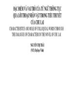 Đặc điểm và vai trò của từ ngữ thông tục qua lời thoại nhân vật trong tiểu thuyết của Chu Lai