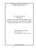 Nghiên cứu ứng dụng bài tập thể dục ngoại khóa phát triển khả năng phối hợp vận động cho học sinh THPT chu văn an   TP sầm sơn 