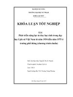 Phát triển năng lực tư duy học sinh trong dạy học lịch sử việt nam từ năm 1954 đến năm 1975  ở trường phổ thông (chương trình chuẩn)  