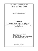Tìm hiểu ảnh hưởng của  dẫn chất phthalate đến sự dậy thì sớm ở trẻ qua chủ đề este 