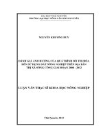 Đánh giá ảnh hưởng của quá trình đô thị hóa đến sử dụng đất nông nghiệp trên địa bàn thị xã sông công giai đoạn 2008 2012 