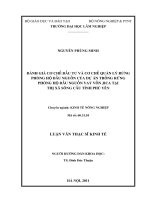 Đánh giá cơ chế đầu tư và cơ chế quản lý rừng phòng hộ đầu nguồn của dự án trồng rừng phòng hộ đầu nguồn vay vốn JICA tại thị xã sông cầu tỉnh phú yên 