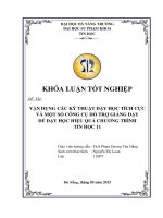 Vận dụng các kỹ thuật dạy học tích cực và một số công cụ hỗ trợ giảng dạy để dạy học hiệu quả chương trình tin học 11  