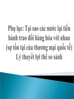 Tại sao các nước lại tiến hành trao đổi hàng hóa với nhau (sự tồn tại của thương mại quốc tế) Lý thuyết lợi thế so sánh