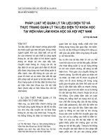 Pháp luật về quản lý tài liệu điện tử và thực trạng quản lý tài liệu điện tử khoa học tại Viện Hàn lâm Khoa học Xã hội Việt Nam