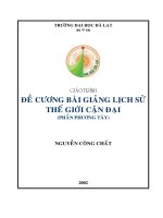 Đề cương bài giảng Lịch sử thế giới cận đại (phần phương Tây): Phần 1
