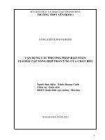 Vận dụng các phương pháp bảo toàn để giải bài tập tổng hợp phản ứng của chất béo 