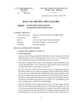 CTY CỔ PHẦN KHOÁNG SẢN BÌNH ĐỊNH - BÁO CÁO THƯỜNG NIÊN NĂM 2009