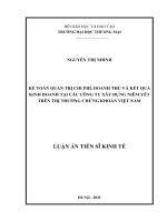 Luận án Tiến sĩ Kinh tế: Kế toán quản trị chi phí, doanh thu và kết quả kinh doanh tại các công ty xây dựng niêm yết trên thị trường chứng khoán Việt Nam