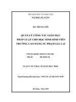Quản lý công tác giáo dục pháp luật cho học sinh sinh viên trường cao đẳng sư phạm gia lai   
