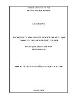 Tóm tắt Luận án Tiến sĩ Quản trị kinh doanh: Tác động của vốn tri thức đến đổi mới sáng tạo của các doanh nghiệp Việt Nam