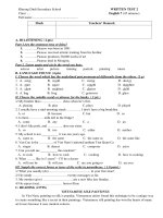 Đề kiểm tra 1 tiết học kì 2 môn Tiếng Anh lớp 7 có đáp án – THCS Khương Đình