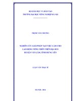 NGHIÊN cứu GIẢI PHÁP tạo VIỆC làm CHO LAO ĐỘNG NÔNG THÔN TRÊN địa bàn HUYỆN văn lâm, TỈNH HƯNG yên 