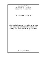 Đánh giá tác động của xâm nhập mặn đến hoạt động nuôi trồng thủy sản tại hạ lưu sông thu bồn   quảng nam  