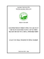 Giải pháp hoàn thiện công tác quản lý chi ngân sách nhà nước cấp xã trên địa bàn huyện tủa chùa tỉnh điện biên 