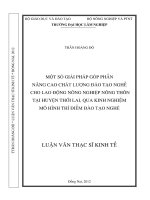 Một số giải pháp góp phần nâng cao chất lượng đầo tạo nghề cho lao động nông thôn tại huyện thới lai, qua kinh nghiệm mô hình thí điểm đào tạo nghề 
