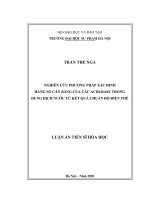 Luận án tiến sĩ nghiên cứu phương pháp xác định hằng số cân bằng của các acid   base trong dung dịch nước từ kết quả 
