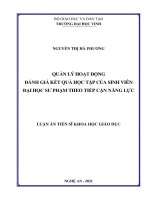 Luận án tiến sĩ quản lí hoạt động đánh giá kết quả học tập của sinh viên đại học sư phạm theo tiếp cận năng lực 
