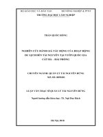 Nghiên cứu đánh giá tác động của hoạt động du lịch đến tài nguyên tại vườn quốc gia cát bà 