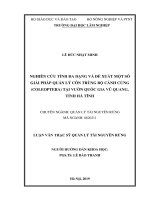 Nghiên cứu tính đa dạng và đề xuất một số giải pháp quản lý côn trùng bộ cánh cứng(coleoptera) tại vườn quốc gia vũ quang, tỉnh hà tĩnh 