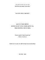 Tóm tắt Luận án Tiến sĩ Quản lý giáo dục: Quản lý hệ thống đánh giá kỹ năng nghề quốc gia theo hướng chuẩn hóa
