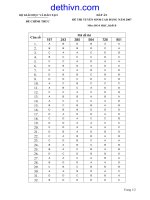 Đáp án đề thi cao đẳng môn Hóa học khối B năm 2007 | dethivn.com