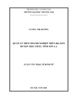 Quản lý thuế Doanh nghiệp trên địa bàn huyện Mộc Châu, tỉnh Sơn La (Luận văn thạc sĩ)