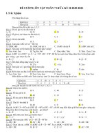 Đề cương ôn tập giữa kì 2 môn Toán lớp 7 năm học 2020-2021