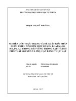 Dự thảo tóm tắt Luận án Tiến sĩ Khoa học môi trường: Nghiên cứu thực trạng và đề xuất giải pháp giảm thiểu ô nhiễm một số kim loại nặng (Cd, Pb, As) tro đất vùng trồng rau thành ph...