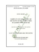 Nghiên cứu xây dựng bộ tiêu chí môi trường hướng tới phát triển du lịch bền vững tại hà nội 