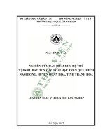 Nghiên cứu đặc điểm khu hệ thú tại khu bảo tồn các loài hạt trần quý, hiếm nam động, huyện quan hóa, tỉnh thanh hóa 