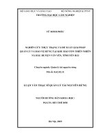 Nghiên cứu thực trạng và đề xuất giải pháp quản lý và bảo vệ rừng tại khu bảo tồn thiên nhiên nà hẩu, huyện văn yên, tỉnh yên bái 
