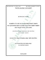 Nghiên cứu đề xuất giải pháp phát triển du lịch sinh thái tại khu bảo tồn thiên nhiên đất ngập nước vân long 