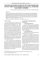 Khảo sát ảnh hưởng của một số yếu tố môi trường đến sự phát triển của vi tảo biển (Thalassiosira sp.) trong điều kiện phòng thí nghiệm