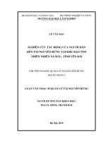 Nghiên cứu tác động của người dân đến tài nguyên rừng tại khu bảo tồn thiên nhiên nà hẩu, tỉnh yên bái 