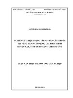 Nghiên cứu hiện trạng tài nguyên cây thuốc tại vùng đệm vườn quốc gia phou hiphi, huyện xay, tỉnh oudomxay, CHDCND lào 