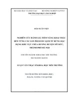 Nghiên cứu đánh giá tiềm năng khai thác bền vững các sản phẩm du lịch từ rừng đặc dụng khu vực chùa Hương huyện Mỹ Đức, thành phố Hà Nội