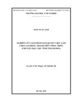 Nghiên cứu giải pháp giải quyết việc làm cho lao động thanh niên nông thôn ở huyện hậu lộc tỉnh thanh hóa 