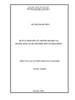 Tóm tắt Luận án Tiến sĩ Quản lý giáo dục: Quản lý sinh viên các trường đại học tại Đại học Quốc gia Hà Nội theo tiếp cận hoạt động