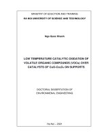 Nghiên cứu tổng hợp hệ xúc tác cuo co3o4 trên một số chất mang để oxi hóa hơi dung môi hữu cơ dễ bay hơi (VOCs) ở nhiệt độ thấp 