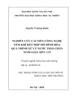 Dự thảo tóm tắt Luận án Tiến sĩ Khoa học môi trường: Nghiên cứu cải tiến công nghệ yếm khí kết hợp mô hình hóa quá trình xử lý nước thải chăn nuôi giàu hữu cơ