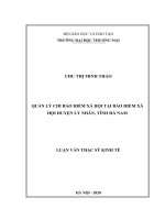 Quản lý chi bảo hiểm xã hội tại Bảo hiểm xã hội huyện Lý Nhân, tỉnh Hà Nam (Luận văn thạc sĩ)