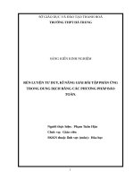 Rèn luyện tư duy, kỹ năng giải bài tập phản ứng trong dung dịch bằng các phương pháp bảo toàn 