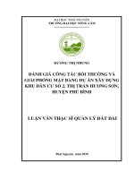 Đánh giá công tác bồi thường và giải phóng mặt bằng của dự án xây dựng khu dân cư số 2 thị trấn hương sơn huyện phú bình 