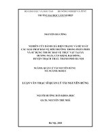 Nghiên cứu đánh giá hiện trạng và đề xuất các giải pháp bảo vệ môi trường trong phân phối và sử dụng thuốc bảo vệ thực vật tại xã hương ngải, cần kiệm, đại đồng, huyện thạch thất, thành phố hà nội 