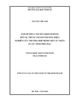 Tóm tắt Luận án Tiến sĩ Quản trị kinh doanh: Ảnh hưởng cảm xúc khách hàng đến sự trung thành thương hiệu: nghiên cứu trường hợp bệnh viện tư nhân ở các tỉnh phía Bắc