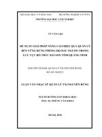 Đề xuất giải pháp nâng cao hiệu quả quản lý bền vững rừng phòng hộ đầu nguồn trong lưu vực hồ trúc bài sơn tỉnh quảng ninh 