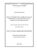 Đề xuất giải pháp nâng cao hiệu quả quản lý môi trường của nhà máy thuộc da tại huyện Văn Lãng, tỉnh Lạng Sơn