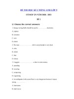 2 Đề thi tiếng Anh lớp 9 học kì 2 năm 2020 - 2021